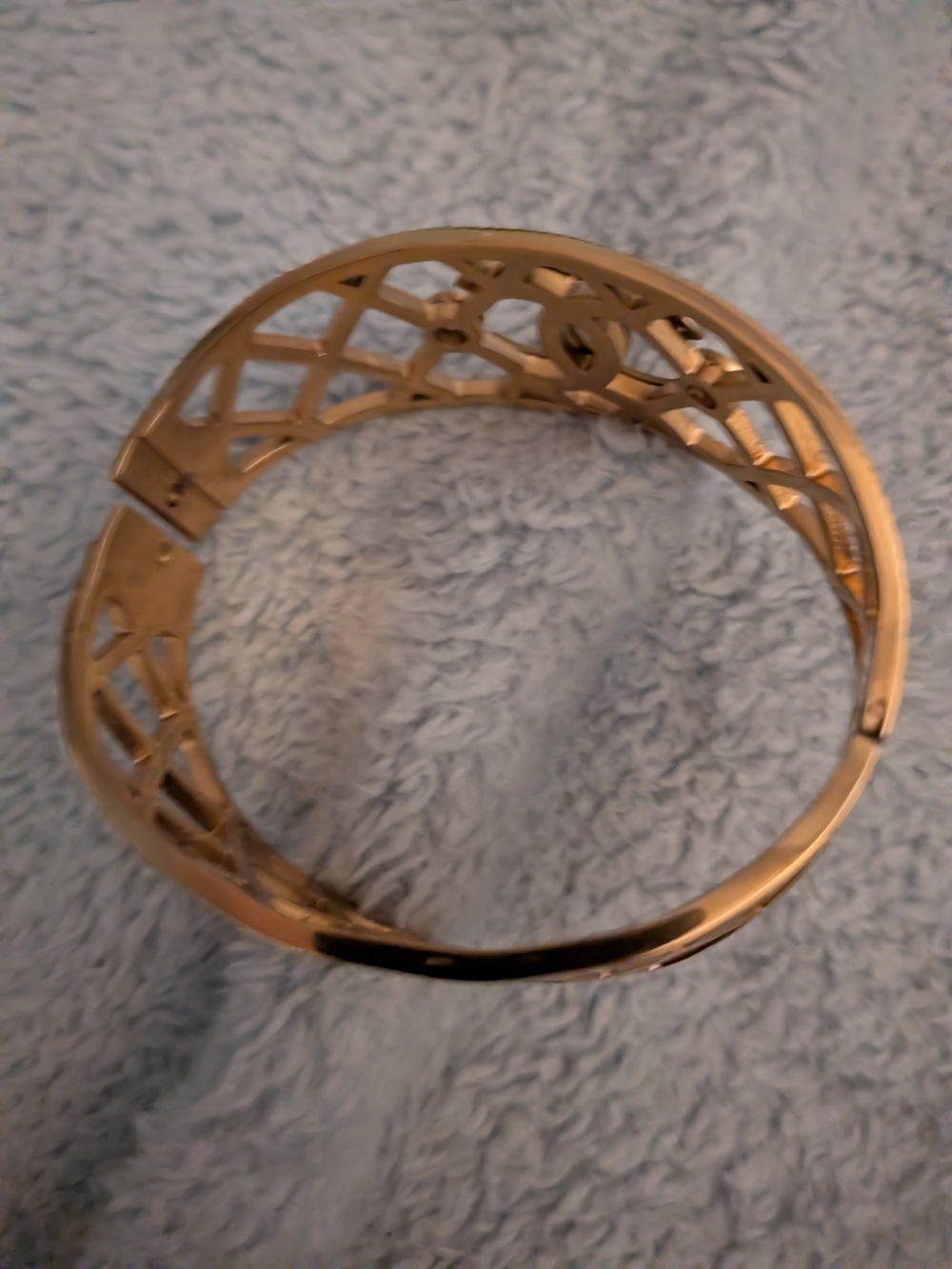Stainless Steel Gold Lattice Bangle Bracelet - Women Jewelry